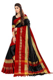 Black Red Soft Cotton Silk Midnight Scarlet Muse Saree For Women