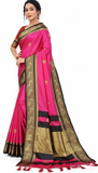 Pink & Black Soft Cotton Silk Blush Shadow Dream Saree For Women