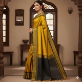 Gold Black Soft Cotton Silk Midnight Grace Saree For Women