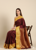 Maroon & Yellow Soft Cotton Silk Regal Charm Saree For Women