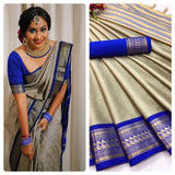 Tusar Sky Blue Soft Cotton Silk Reflection Saree For Women
