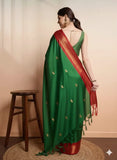 Green Red Soft Cotton Silk Verdant Ruby Whisper Saree For Women