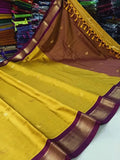 Yellow & Brown Soft Cotton Silk Amber Earth Allure Saree For Women