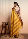 Yellow & Brown Soft Cotton Silk Amber Earth Allure Saree For Women