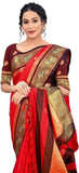 Red Black Soft Cotton Silk Crimson Shadow Charm Saree For Women